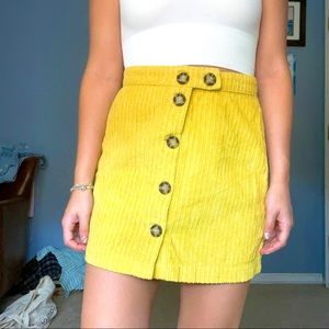 Yellow Urban Outfitters Corduroy Skirt